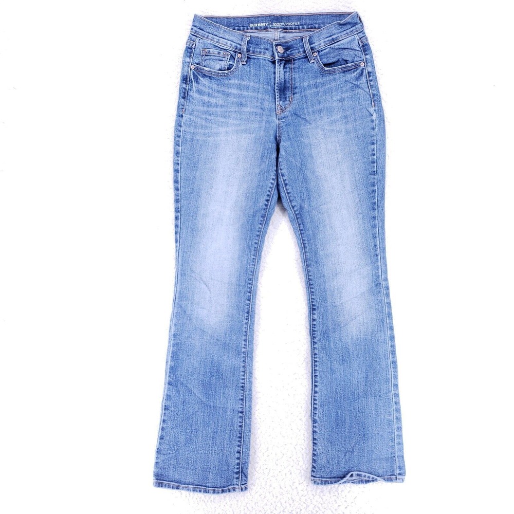 Old Navy Jeans Denim Cotton Womens SZ 4 Blue Straight Stretch VTG Mid Rise Slim